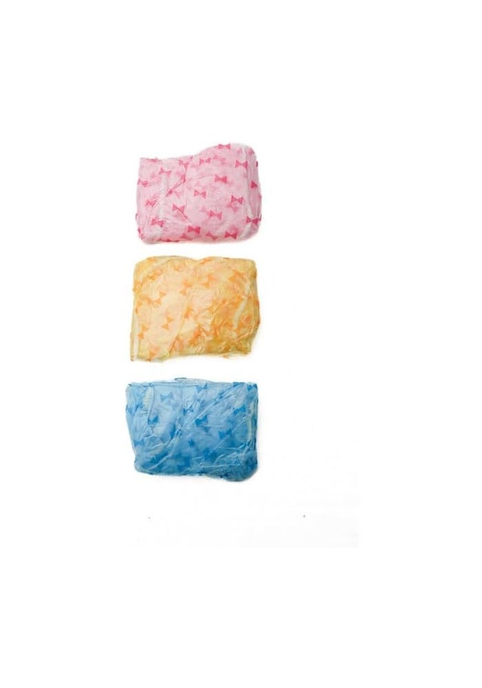 DAISO Shower Cap Ribbon Design Pack of 6 – Waterproof Hair Protection Caps for Bath, Shower & Spa Use - Image 1